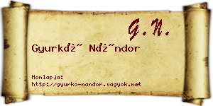 Gyurkó Nándor névjegykártya